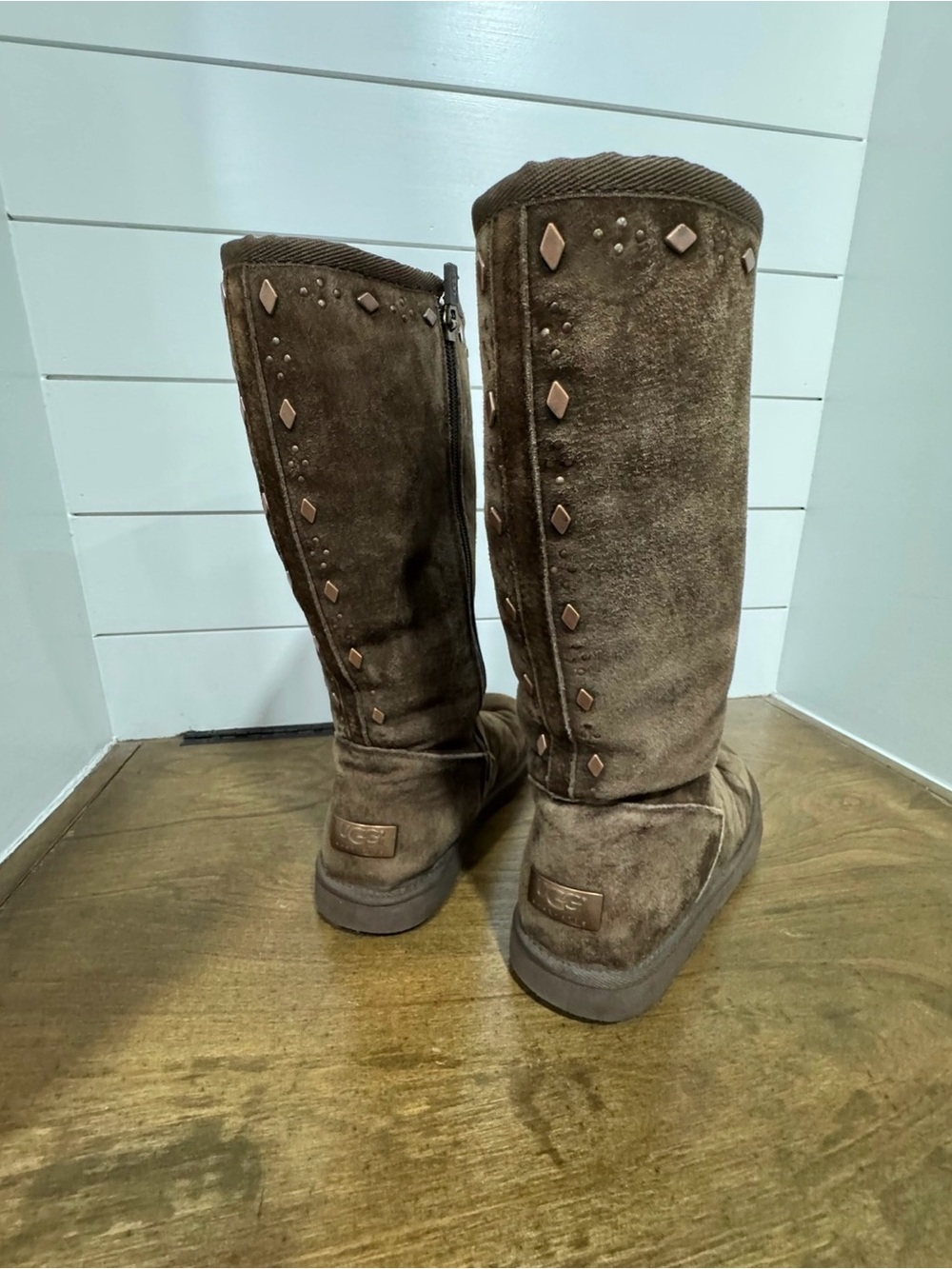 UGG Rare “Joplin” Brown Winter Boots Suede Mid-Calf - Picture 5 of 6